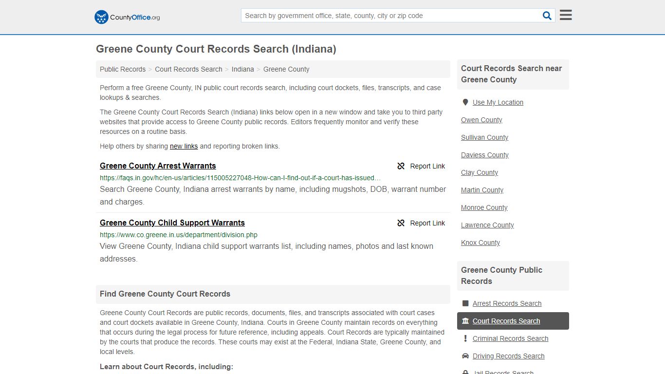 Greene County Court Records Search (Indiana) - County Office
