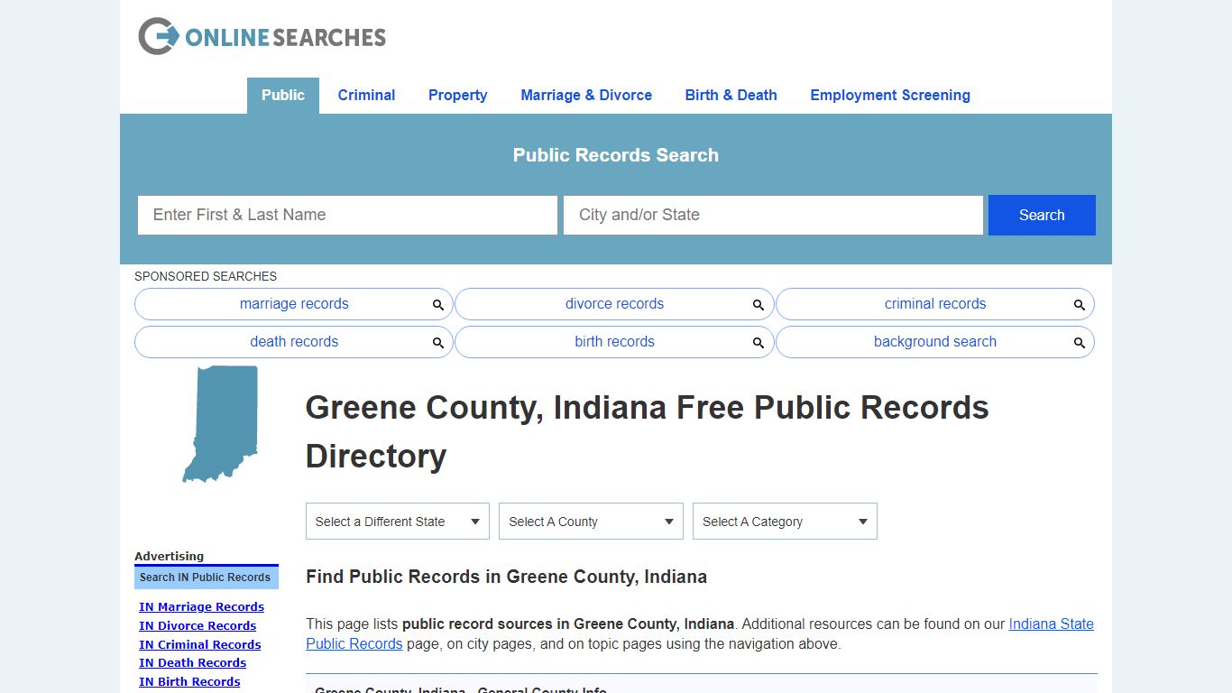 Greene County, Indiana Public Records Directory