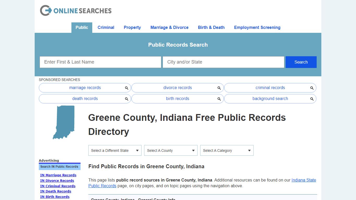 Greene County, Indiana Public Records Directory